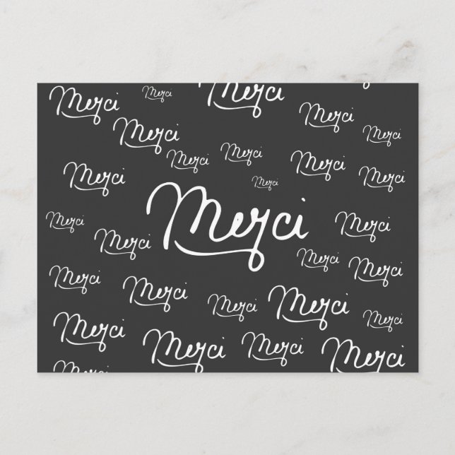 Carte Postale Citation Française "Merci" Motif noir et blanc (Devant)