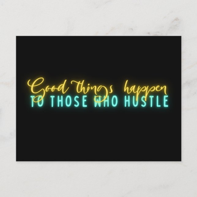 Carte Postale Citation Hustel Motivationnelle Art Word Néon (Devant)