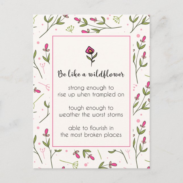 Carte Postale Citation Inspirante Avec Motif Fleur sauvage (Devant)