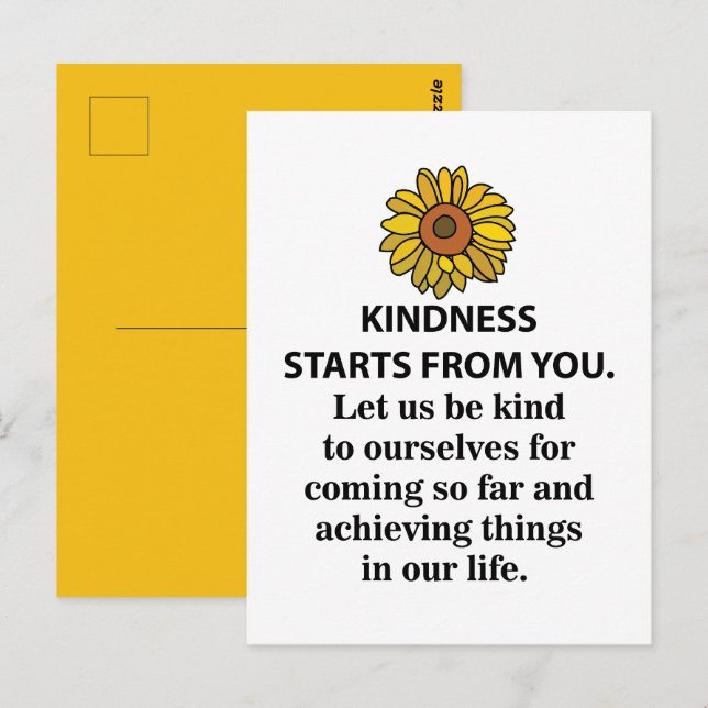 Carte Postale Citation Inspirante de Bonté Tournesol Bonté (Devant / Derrière)