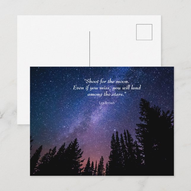 Carte Postale Citation Inspirante de Ciel Nocturne (Devant / Derrière)