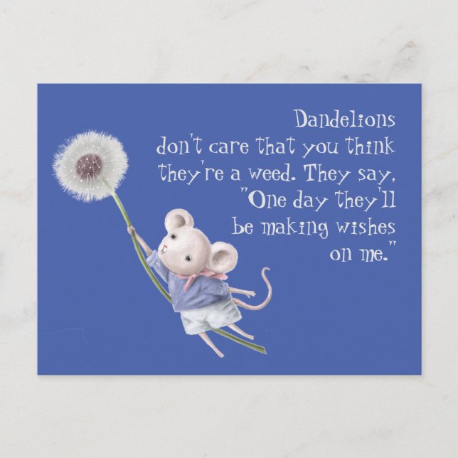 Carte Postale Citation Inspirante de mignonne petite souris Dand (Devant)