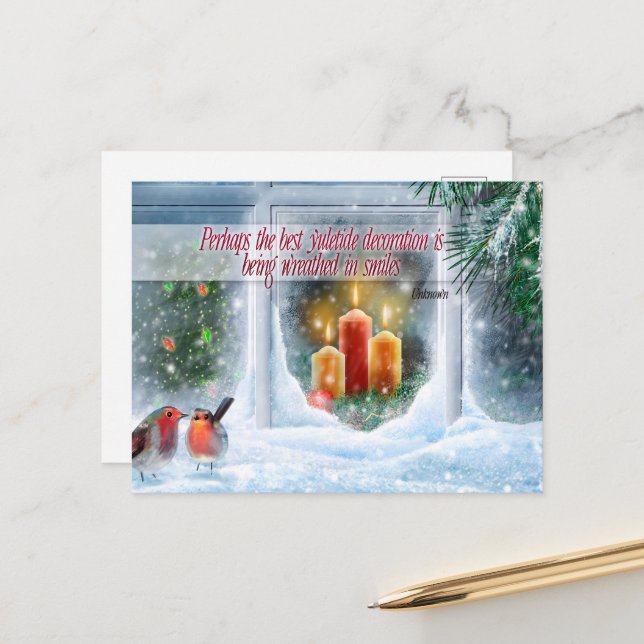 Carte Postale Citation inspirante de Noël "Sourires" (Devant/Arrière en situation)