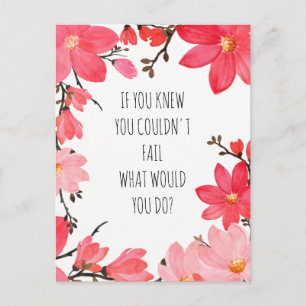 Carte Postale Citation Inspirante et Motivante Fleurs Roses