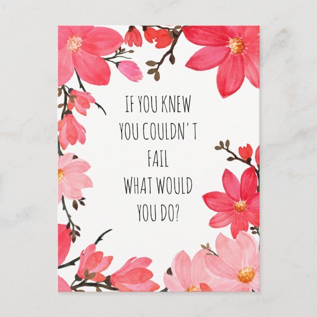 Carte Postale Citation Inspirante et Motivante Fleurs Roses (Devant)