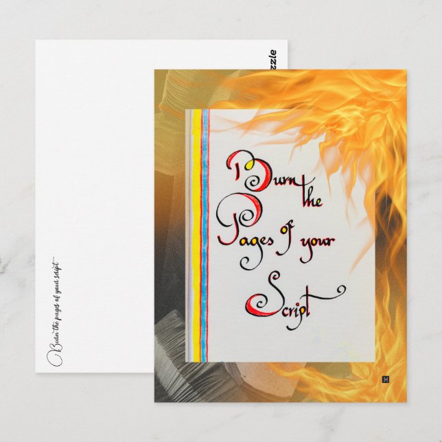 Carte Postale Citation inspirante Graver les pages de votre scri (Devant / Derrière)