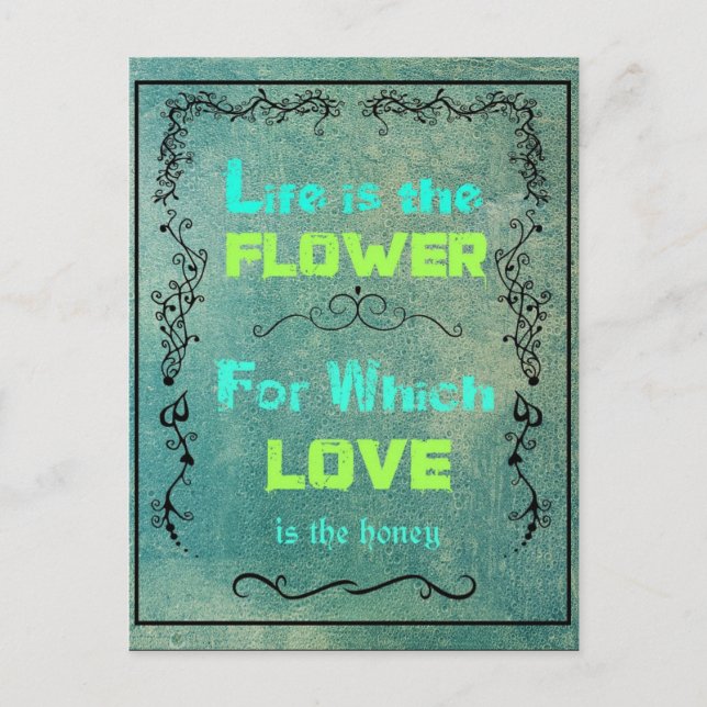 Carte Postale Citation inspirante sur la vie et l'amour (Devant)