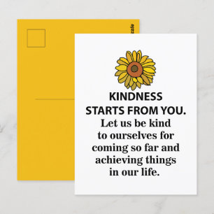 Carte Postale Citation Inspiration Kindness Sunflower
