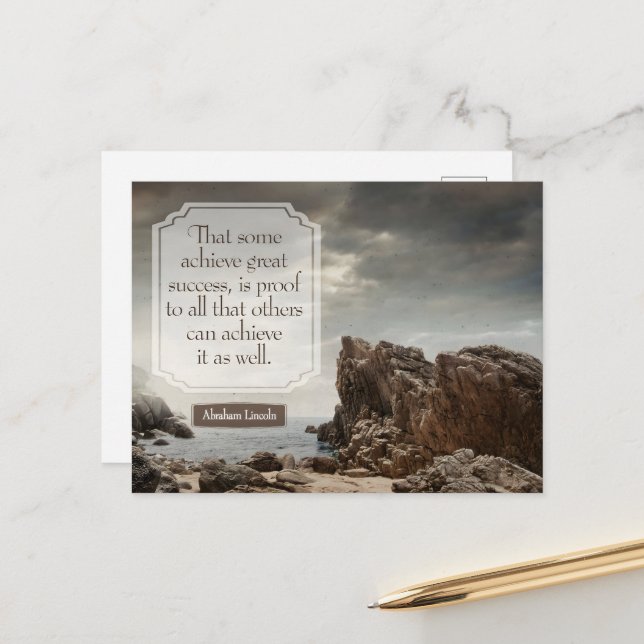 Carte Postale Citation Inspirationnelle Abraham Lincoln "Succès" (Devant/Arrière en situation)