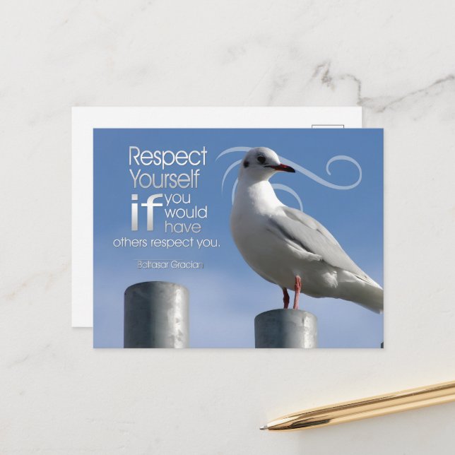 Carte Postale Citation Inspirationnelle Baltasar Gracian "Respec (Devant/Arrière en situation)