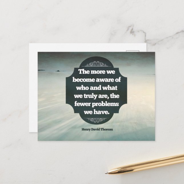 Carte Postale Citation Inspirationnelle de Henry David Thoreau " (Devant/Arrière en situation)