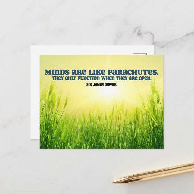 Carte Postale Citation Inspirationnelle de James Dewar "Minds" (Devant/Arrière en situation)