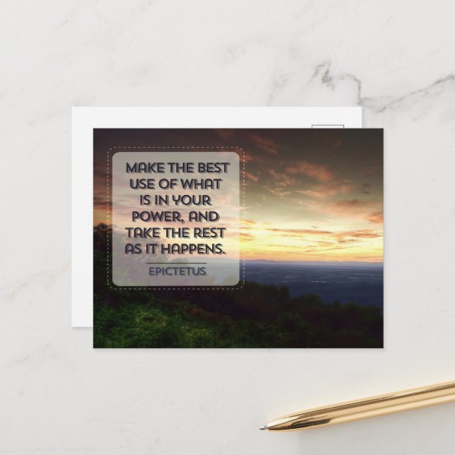 Carte Postale Citation Inspirationnelle Epictetus "Meilleur usag (Devant/Arrière en situation)