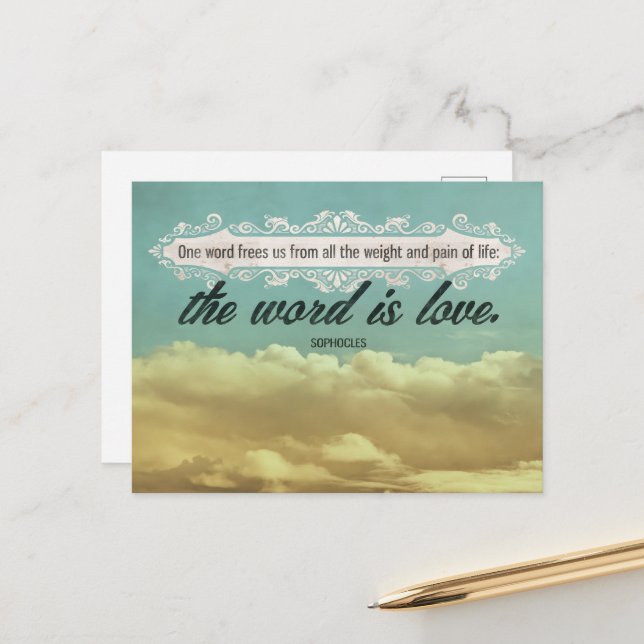 Carte Postale Citation Inspirationnelle Sophocles "Amour" (Devant/Arrière en situation)