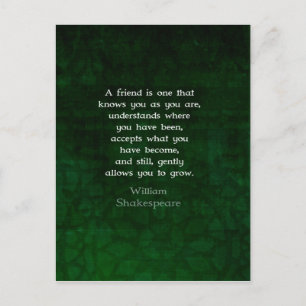 Carte Postale Citation inspirée d'amitié de William Shakespeare