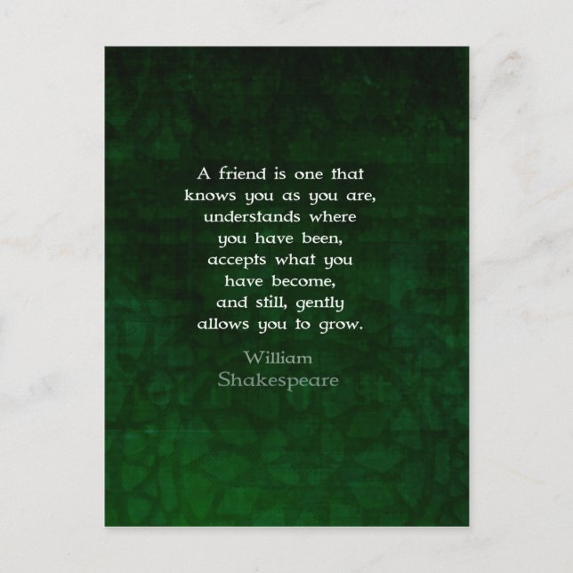 Carte Postale Citation inspirée d'amitié de William Shakespeare (Devant)