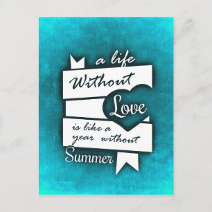 Carte Postale Citation inspirée sur l'amour sur le turquoise