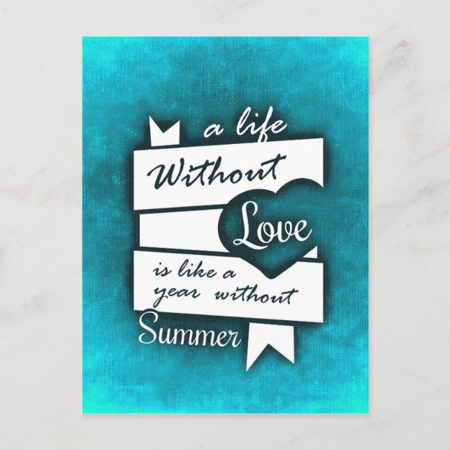 Carte Postale Citation inspirée sur l'amour sur le turquoise (Devant)