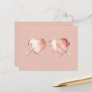 Carte Postale Citation Lunettes de cœur rose