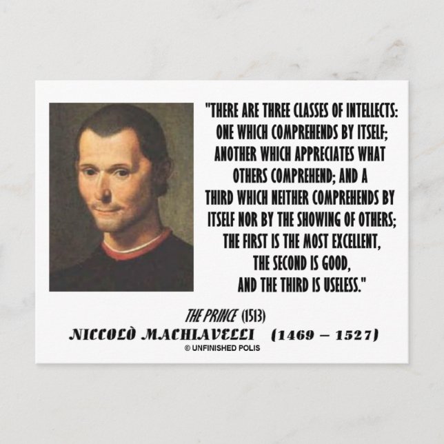 Carte Postale Citation Machiavelli Trois Classes D'Intelligents (Devant)
