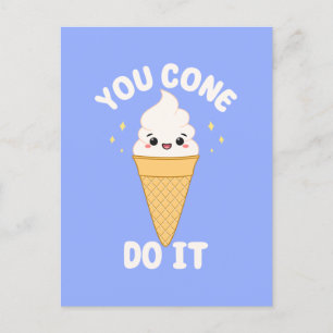 Carte Postale Citation motivante de cône de glace Kawaii mignon