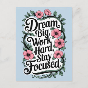 Carte Postale Citation motivationnelle et décorations florales