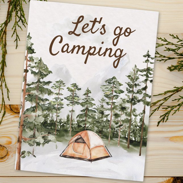 Carte Postale Citation personnalisée Aquarelle Camping dans la n (Close up)