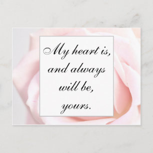 Carte Postale Citation romantique rose pâle florale Jane Austen
