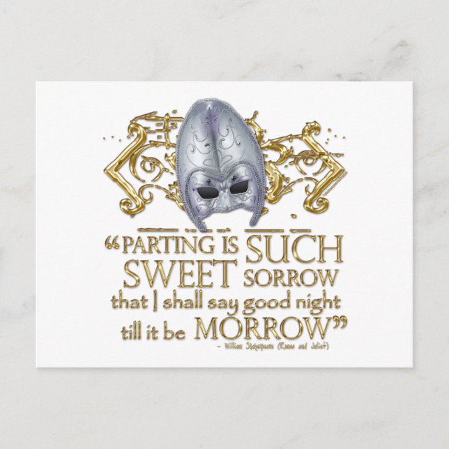 Carte Postale Citation Romeo & Juliet (version or) (Devant)