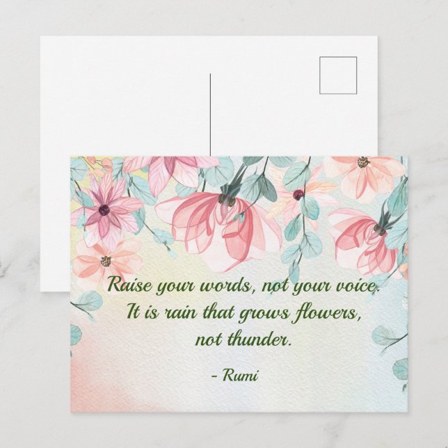Carte Postale Citation Rumi de la pluie (Devant / Derrière)