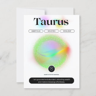 Carte Postale Citation Signe du Zodiaque Taureau Élément Terre M