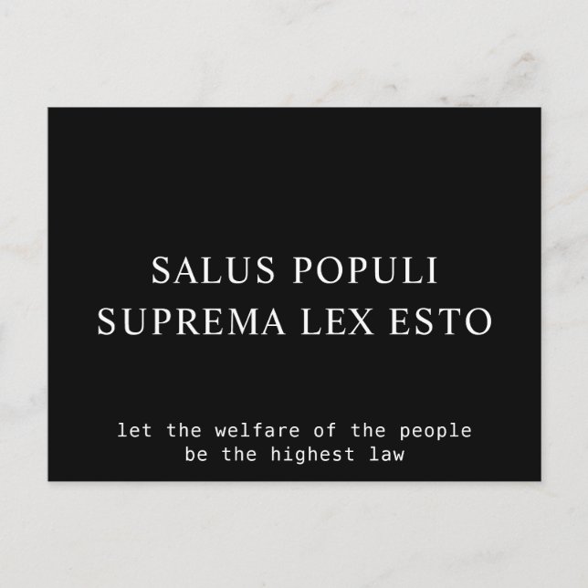 Carte Postale Citation Sur Le Bien-Être Du Peuple En Droit Latin (Devant)