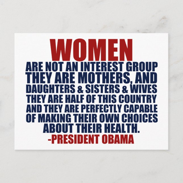 Carte Postale Citation sur les droits de la femme par Obama (Devant)