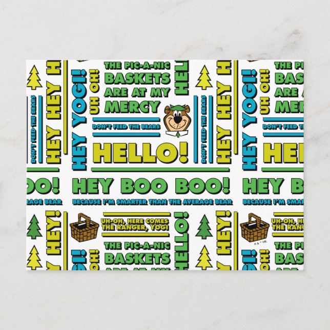 Carte Postale Citations de pique-nique de Yogi Bear et Motif d'e (Devant)