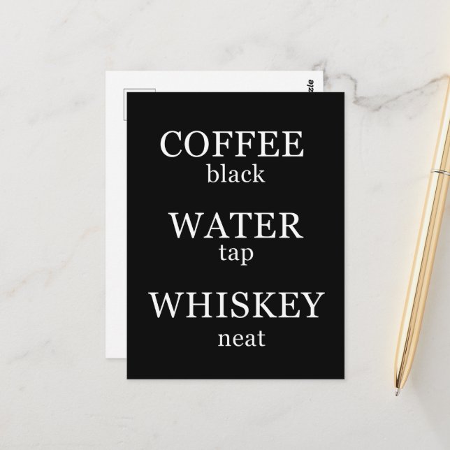 Carte Postale Citations de whisky drôles cadeaux d'alcool disant (Devant/Arrière en situation)
