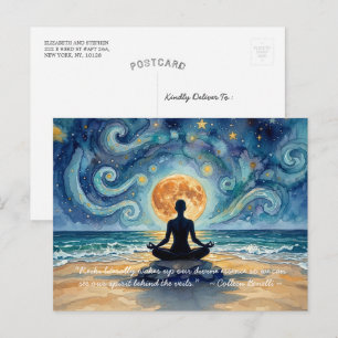 Carte Postale Citations de yoga méditation ciel nocturne étoilé