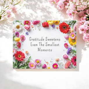 Carte Postale Citations Inspirantes Gratitude Fleurs Colorées