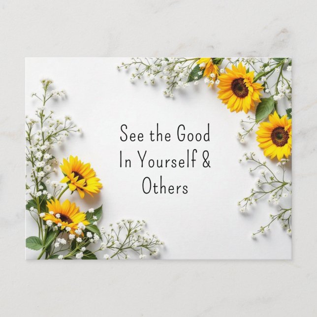 Carte Postale Citations Inspirationnelles Bonne Fleurs Jaunes (Devant)