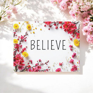 Carte Postale Citations Inspirationnelles Croient Rose Jaune