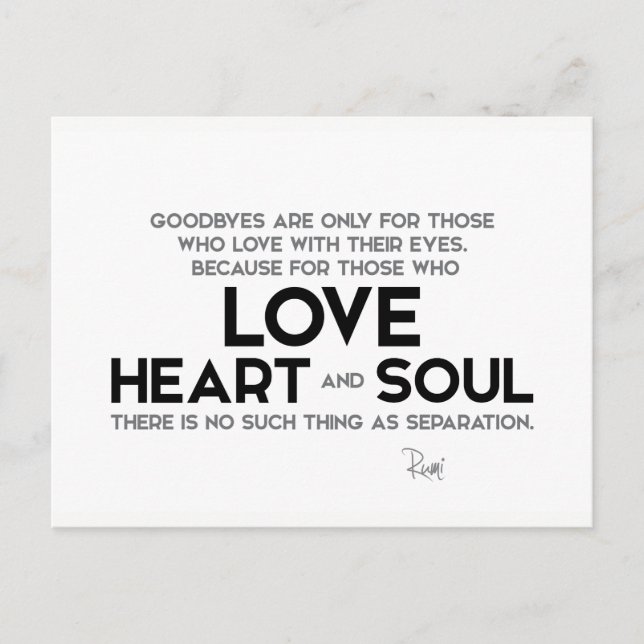 Carte Postale CITATIONS : Rumi : Goodbyes, séparation (Devant)