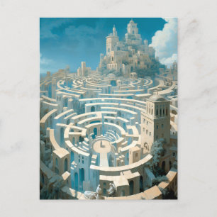 Carte Postale Cité Labyrinthique Surréaliste