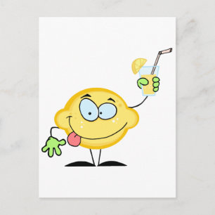 Carte Postale Citron Tenant Un Verre Avec Lémérite