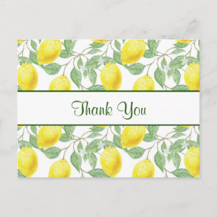 Carte Postale Citrons jaunes avec Merci Motif Feuille vert
