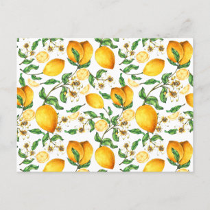 Carte Postale Citrons jaunes et fleurs de citronnier beaux