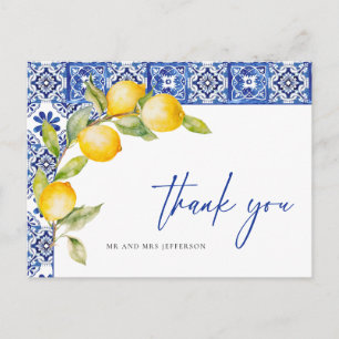 Carte Postale Citrons Méditerranéens Carreaux Bleus Mariage Reme