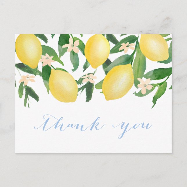Carte Postale Citrons Merci de douche aquarelle (Devant)
