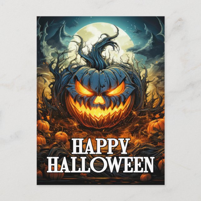Carte Postale Citrouille affreux après la nuit | Bonne Halloween (Devant)