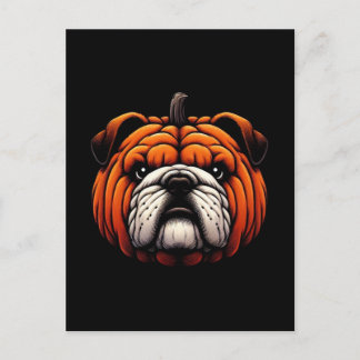 Carte Postale Citrouille anglais Bulldog - Chien d'Halloween