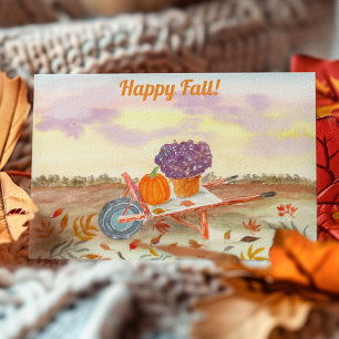 Carte Postale Citrouille aquarelle de l'automne heureux, Chrysan