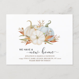 Carte Postale Citrouille aquarelle Nouvelle maison Faire-part de